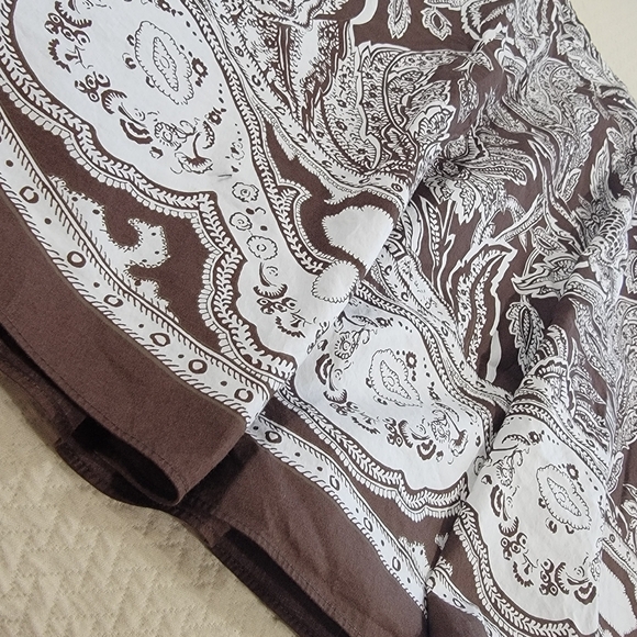 Talbots Brown and White Floral Skirt Size 18 W Cotton Summer - Picture 4 of 13